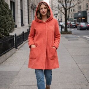 Moth Anthropologie 100% Wool Coral Hooded Coat XS